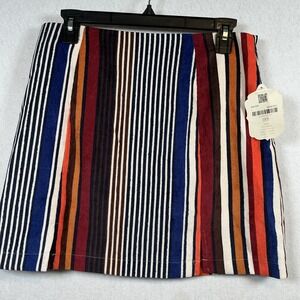 Altar'd State Striped Corduroy Mini Skirt Burgundy‎ Multicolor Women's Large NWT